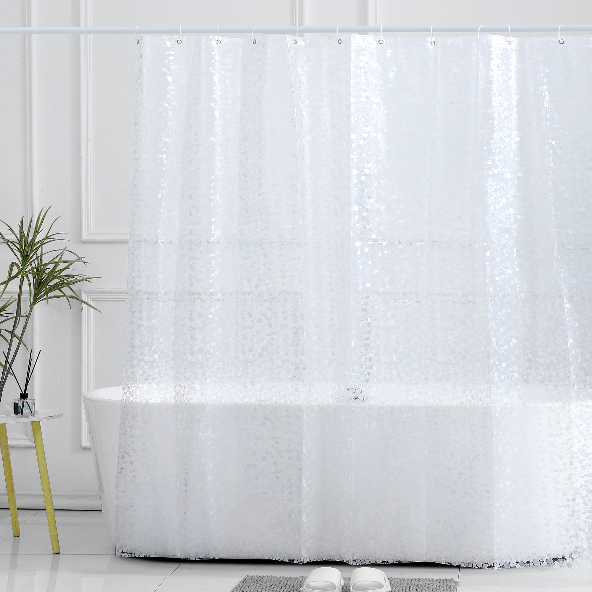 К Штора для ванной Zenfort "Идиллия 3D" ПВХ 180х180см, 12 колец, прозрачный,