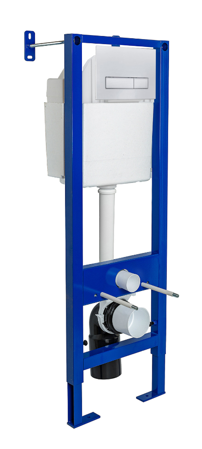 Инсталляция BERGES для скрытого монтажа унитаза АТОМ Line 410 кнопка белая (41 см