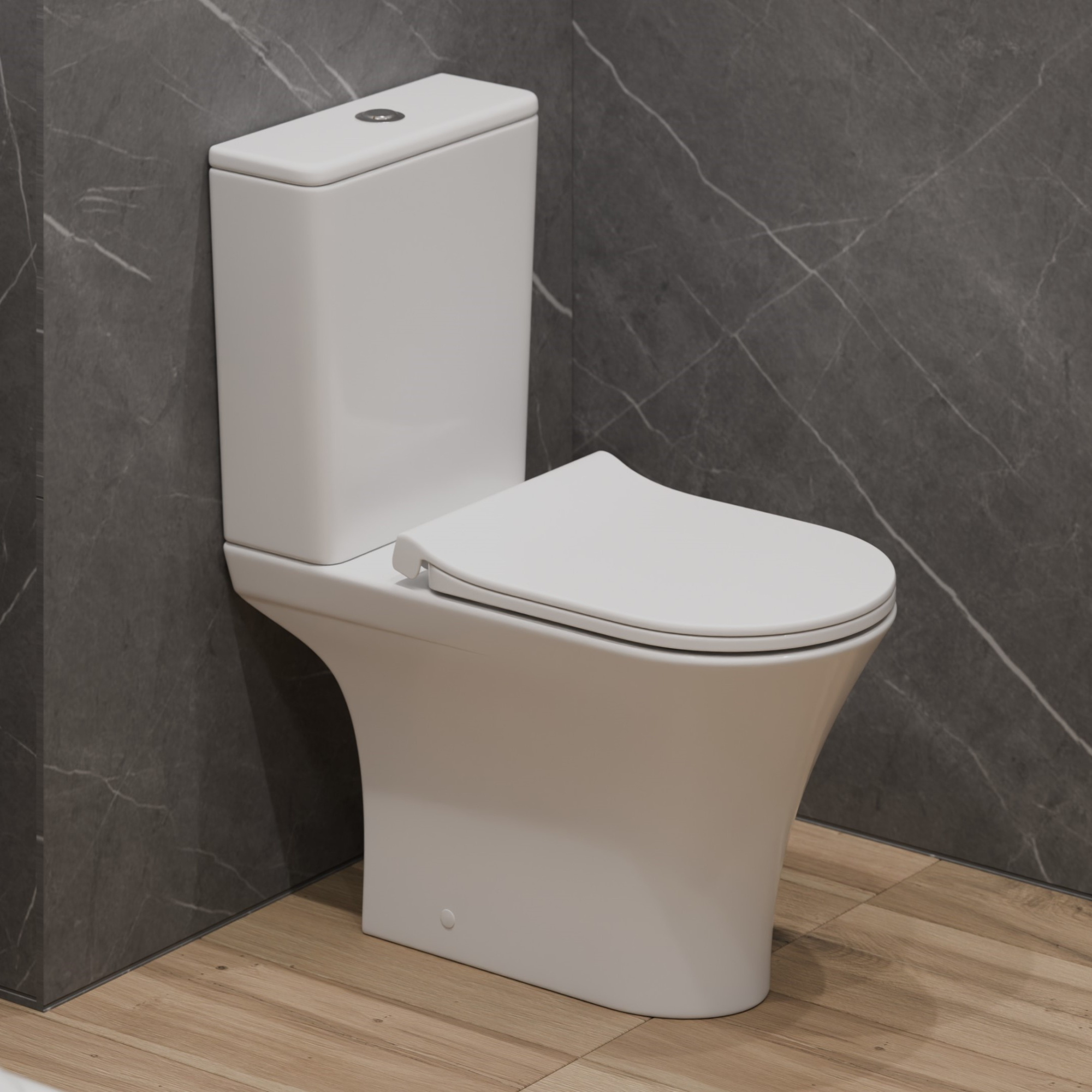 T2334 Унитаз-компакт, безободковый круговой смыв, сиденье тонкое ДП, крепления, арматура, горизонтальный выпуск