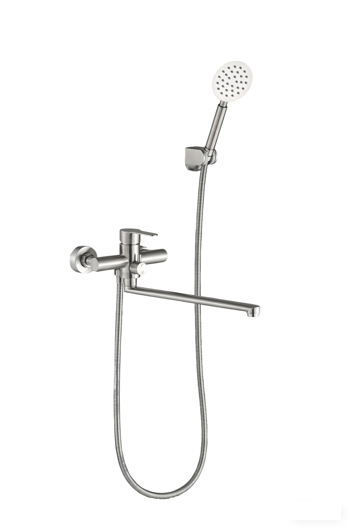 Смеситель для ванны Монтес, нержавеющая сталь, с лейкой и шлангом, EvaGold