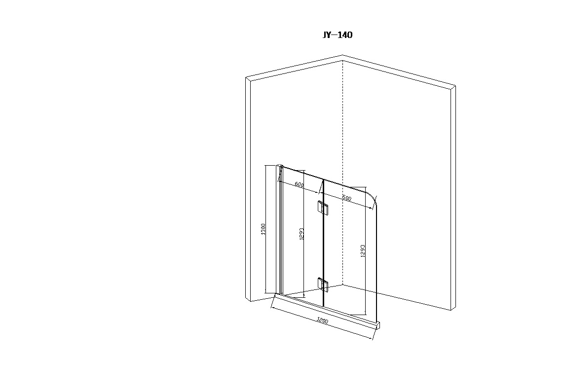 JY140 Душевое ограждение на ванну 120х130, прозрачное стекло