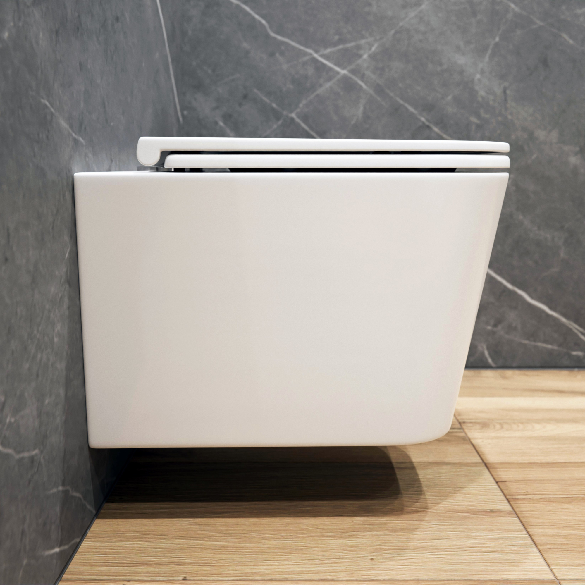 Унитаз подвесной K404 безободковый, сиденье тонкое ДП, крепления