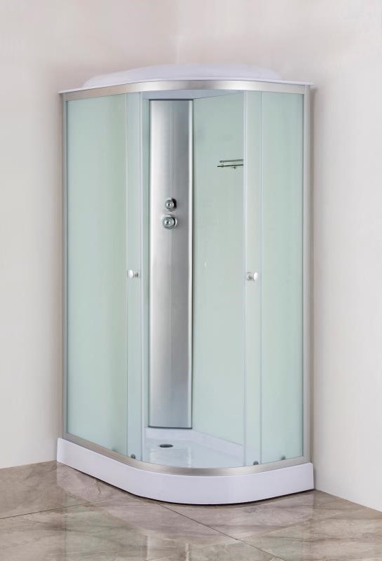 ДК EvaGold прямоугольная левая F121WS-L (80*120 низ. под., рифл. стек., белая стен., хром матовый проф. 3к)