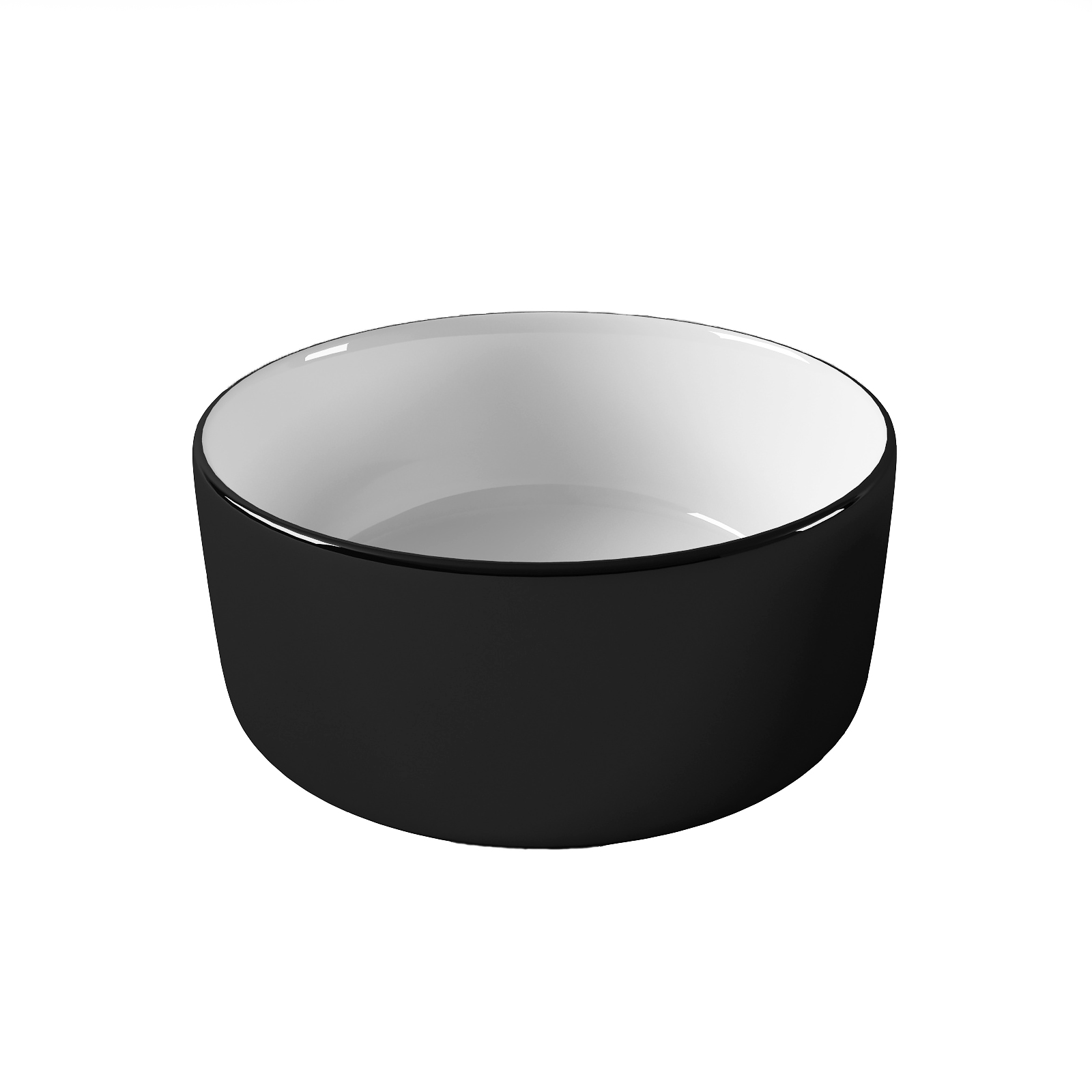 Умывальник накладной A091WBG черный/белый глянец круглый без перелива (410*410*165 мм)