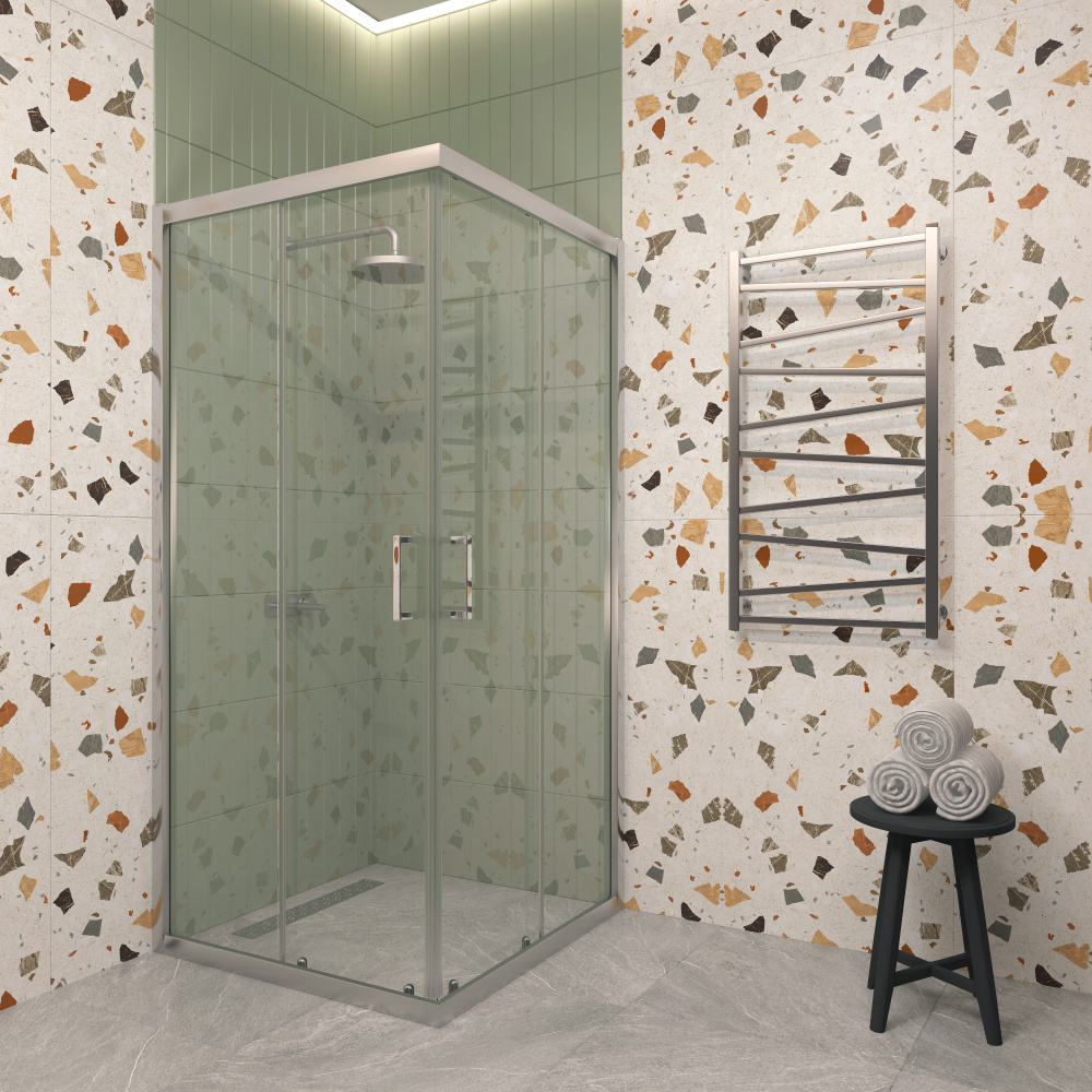 EG3C Душевое ограждение квадрат EvaGold 100х100, профиль хром, прозрачное стекло