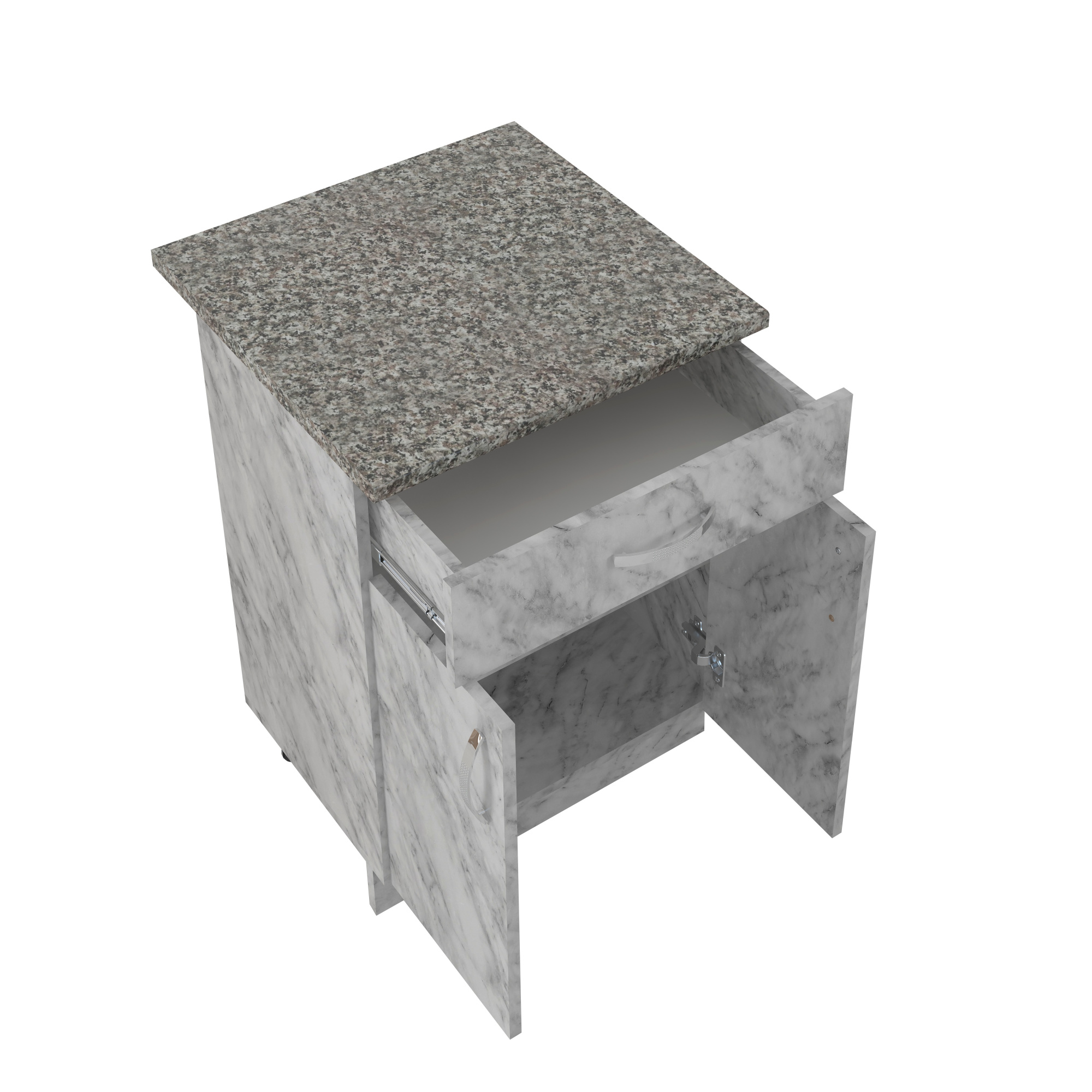 600 Стол рабочий/разделочный (1 ящик) - белый мрамор (60х84х43)