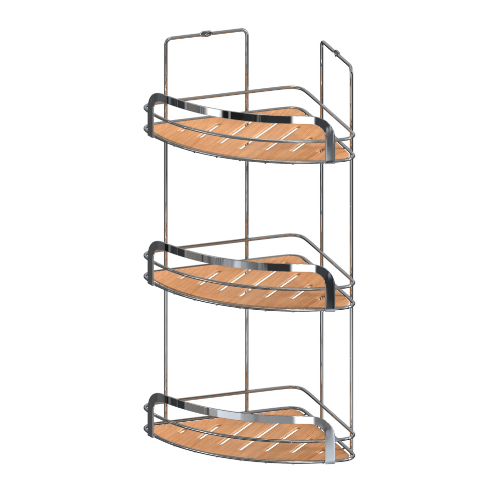 Полка для ванной комнаты угловая тройная, Wood