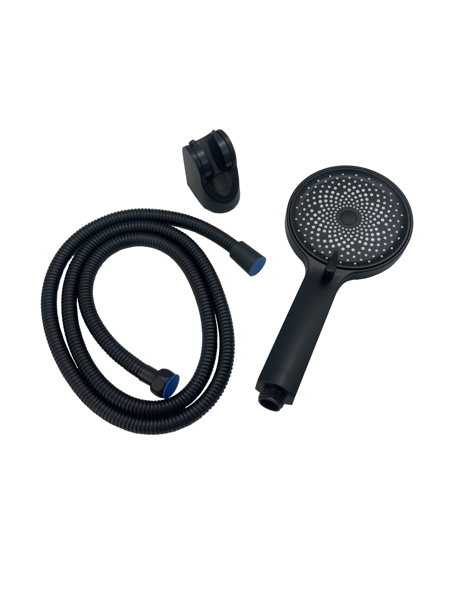 SH01B Лейка для душа в наборе с держателем и шлангом, черный EvaGold