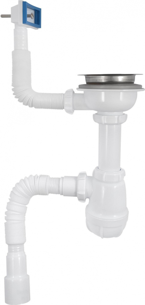 B0148 Сифон для мойки 3 1/2х40 с прямоуг. переливом с г.т 40х40/50 (20)