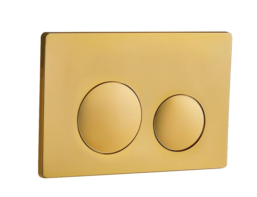 Кнопка смыва пневматическая EvaGold 03P, пластик круг золото для инсталляции EvaGold 500P с пневматическим управлением