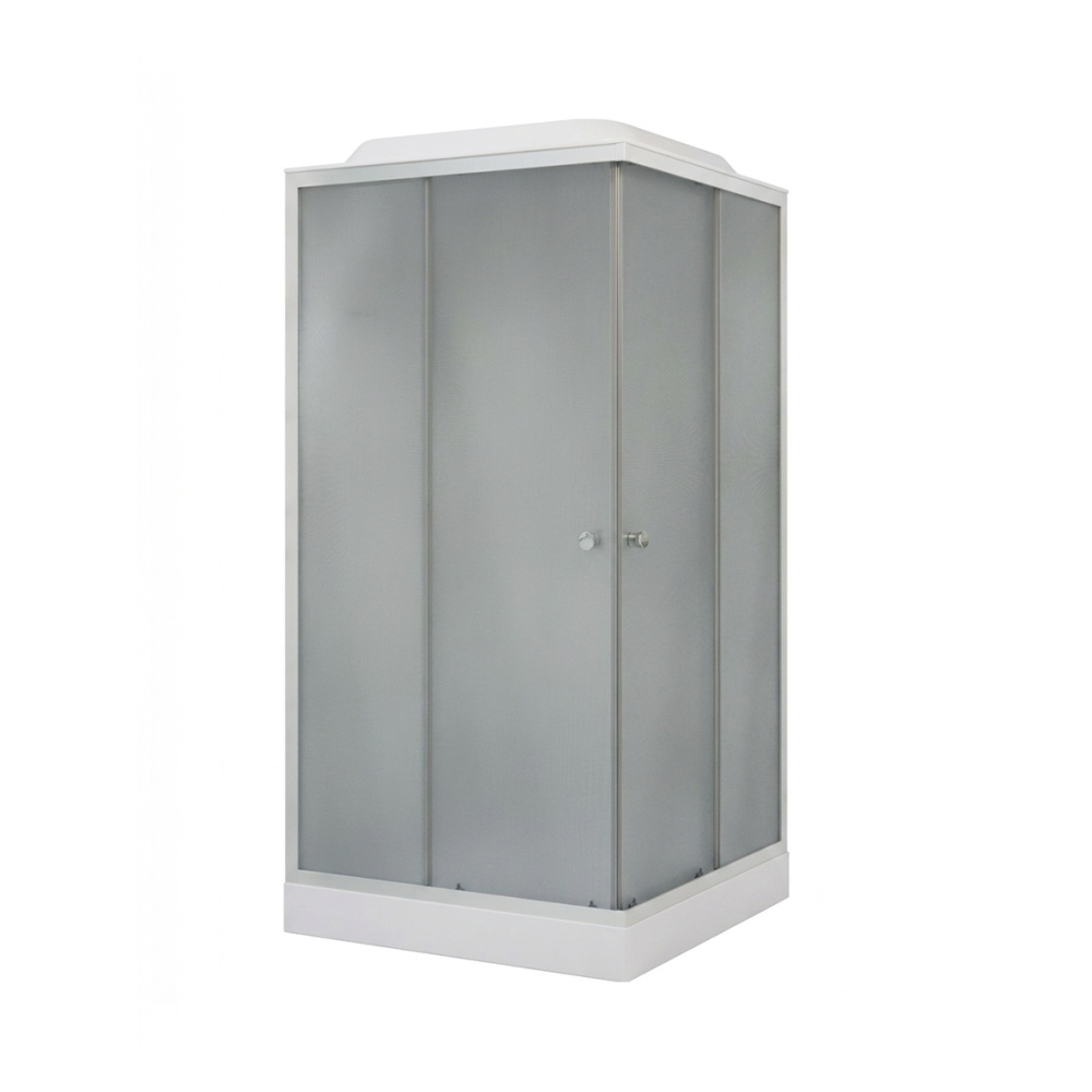 ДК EvaGold квадрат F101WS-Q (100*100, низ.под., рифл. стек., бел. стен., хром матовый проф. 4к.)