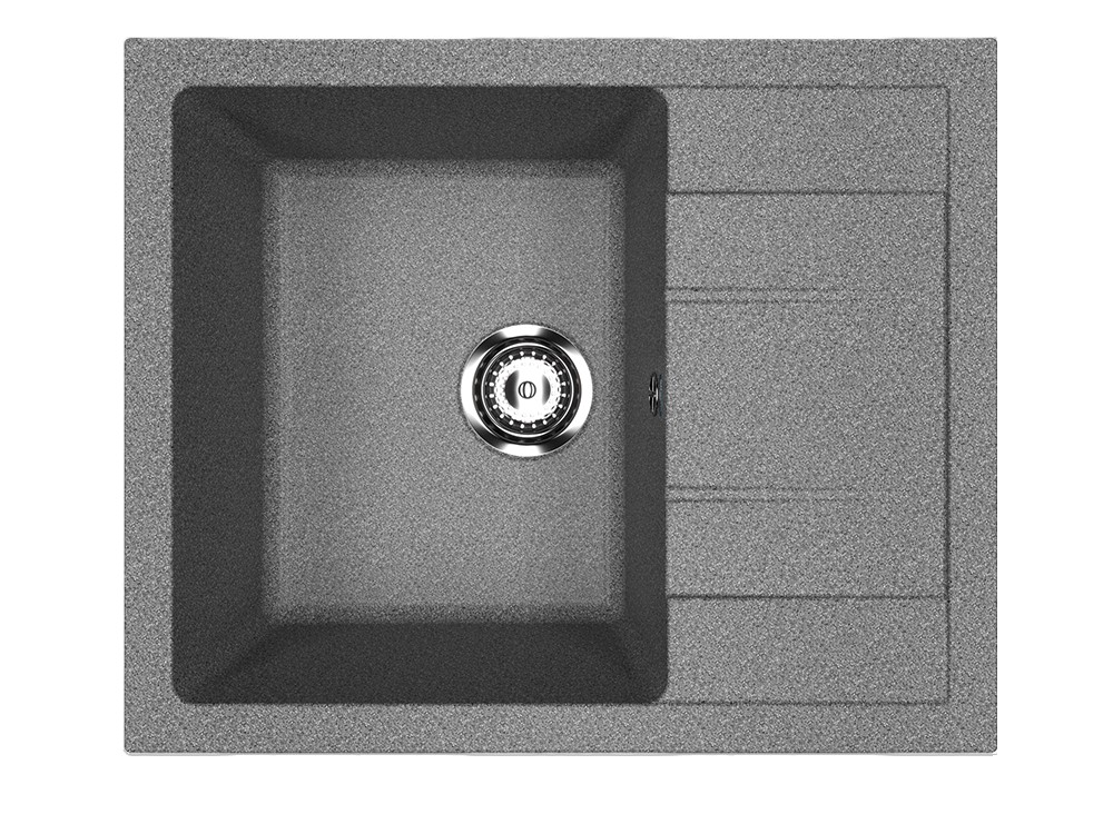 Мойка композит.Ulgran U-607 ПРЯМОУГОЛЬНАЯ 309 темно-серый 610*500*215  с сифоном