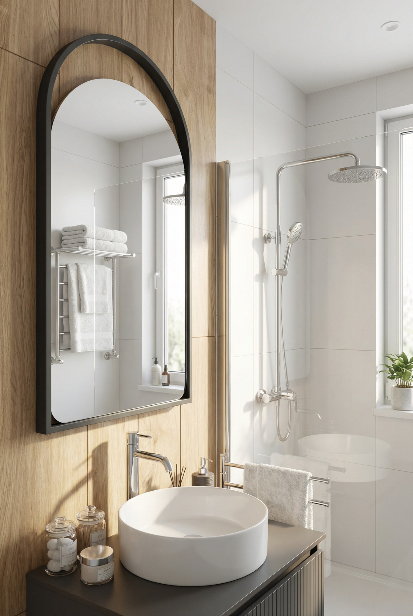 Зеркало Hanna 500х1000 (металлическая рама, цвет графит)