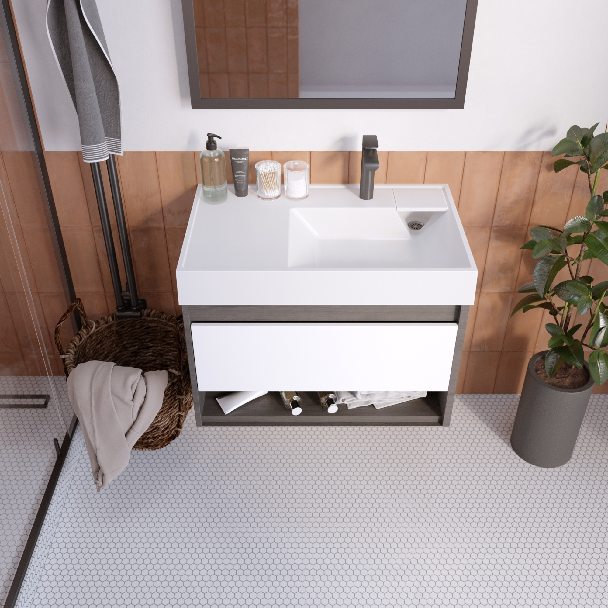 Раковина Vega 80  на стир. машину узкая 800*500*100 (кронштейн, крепление для умывальника)