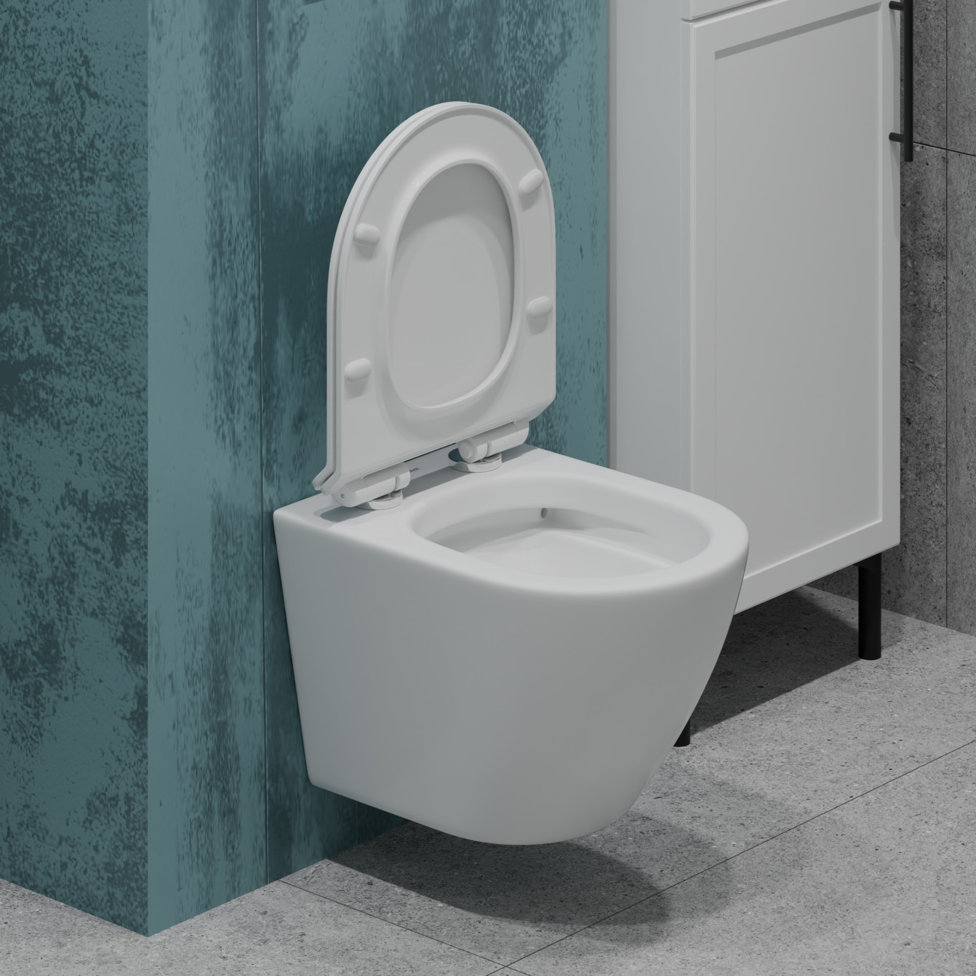 Унитаз подвесной K505 безободковый, сиденье тонкое ДП, крепления