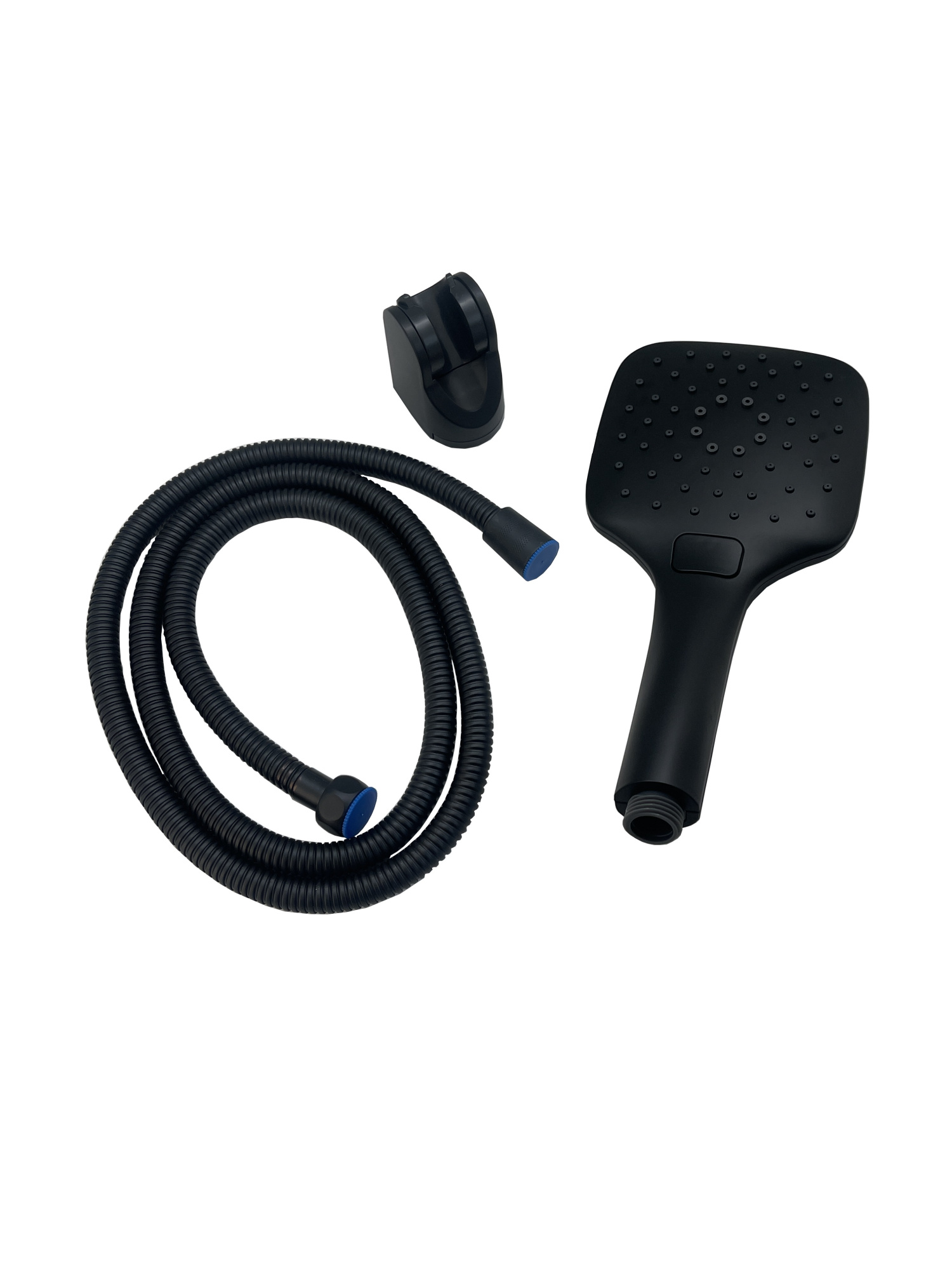 SH02B Лейка для душа в наборе с держателем и шлангом, черный EvaGold