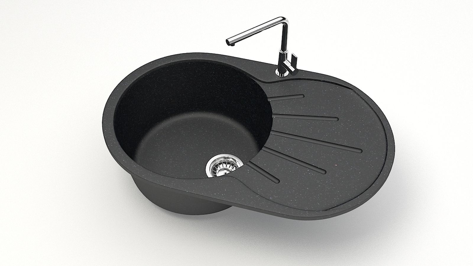 Мойка композит. MARRBAXX КК овал бол.110/Q4,748х455х210,черный, без сифона