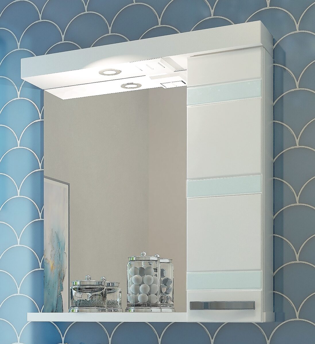 70 Зеркало-шкаф "Fantasy 70" белое дерево