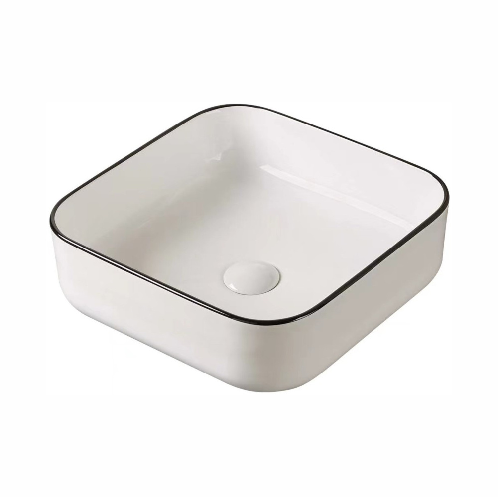 Умывальник накладной A423CBLG квадратный без перелива (385*385*140 мм)