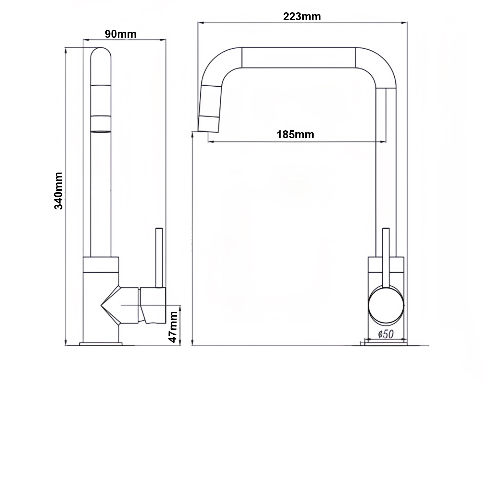 FK02B Смеситель для кухни нержавейка, черный EvaGold