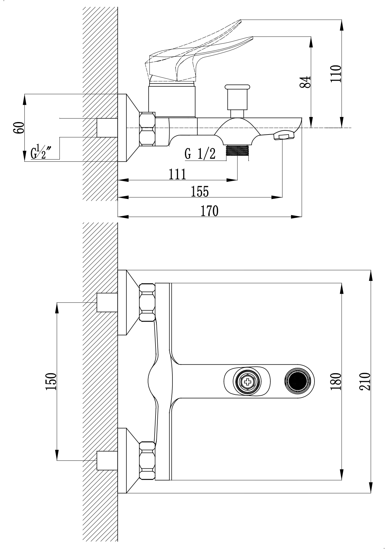 Sky FB08С Смеситель для ванны латунь, хром EvaGold