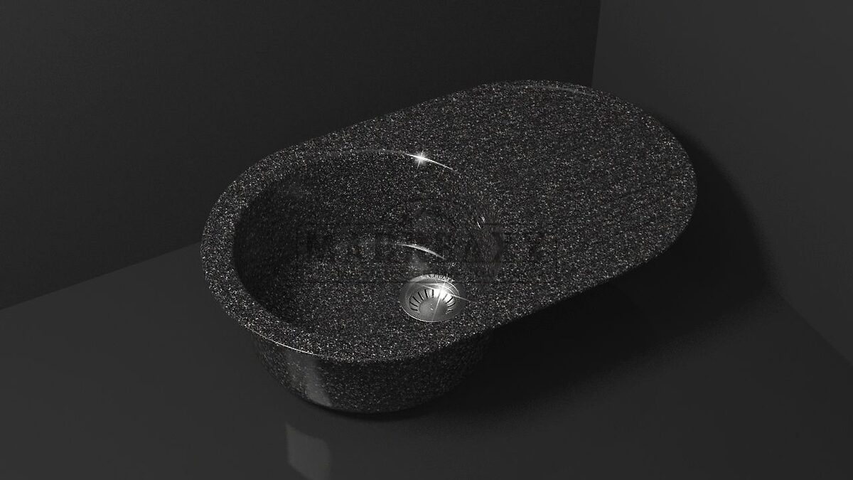 Мойка композит. MARRB.НАОМИ Z11Q4 овал,черный,725x455x185 без сифона