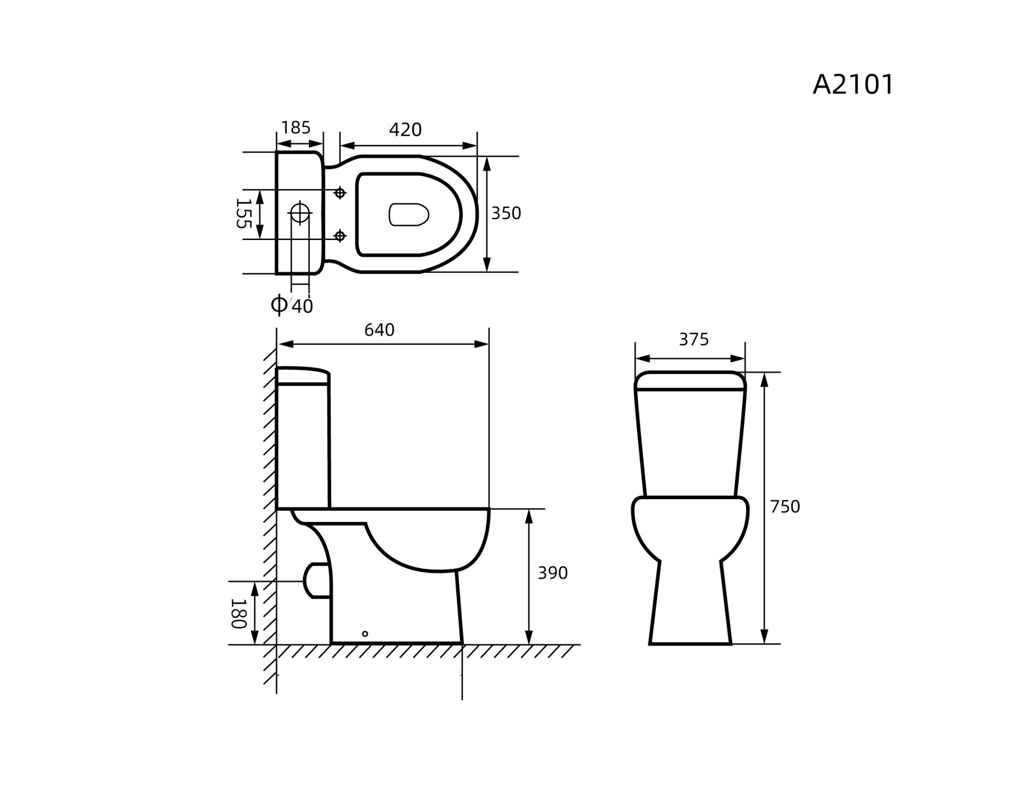 A2101 Унитаз-компакт, сиденье ПП, крепления, арматура, гориз. выпуск 1к.