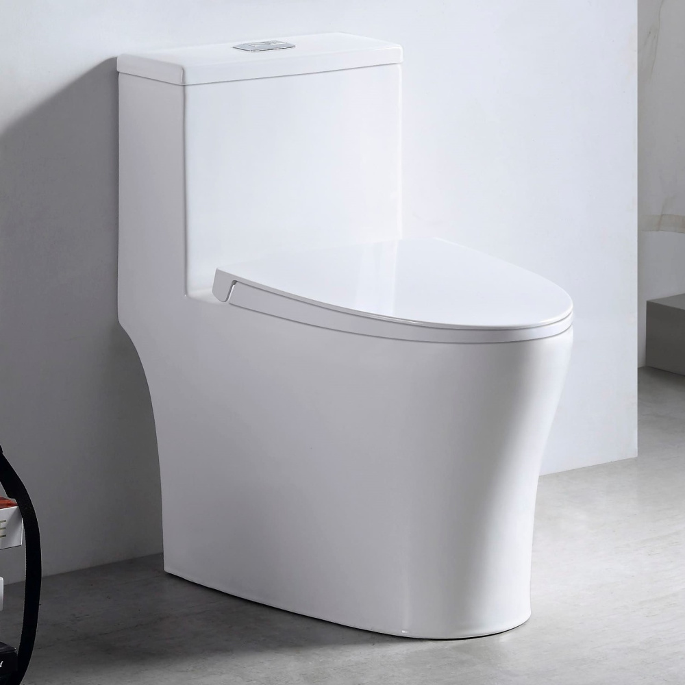 Унитаз-моноблок SM9609 безободковый, сиденье тонкое ДП, арматура (с гофрой и подводкой)