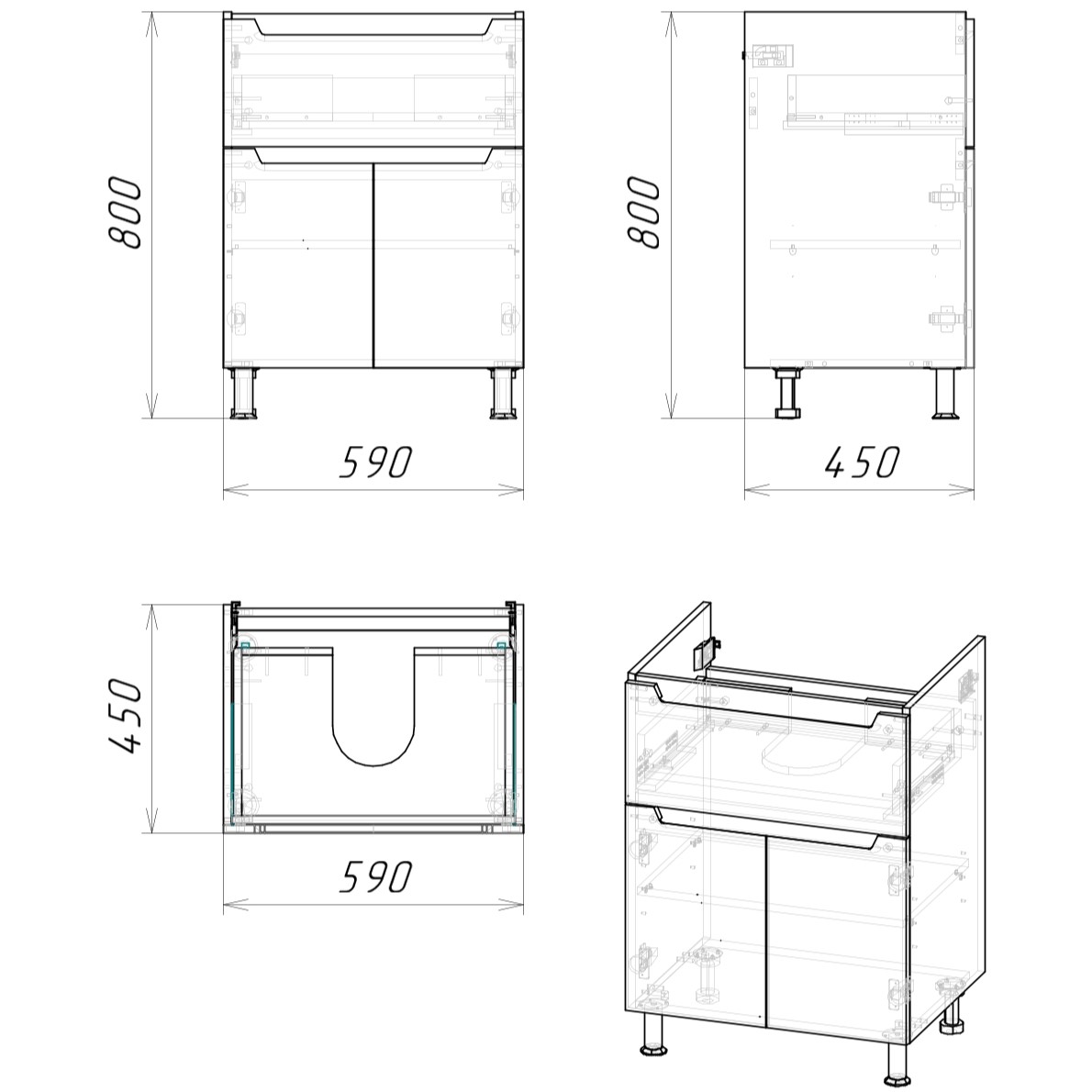60 Тумба "Паола 60" №4 с ящиком (ум. Эстель 600, Эстель 600 слим)