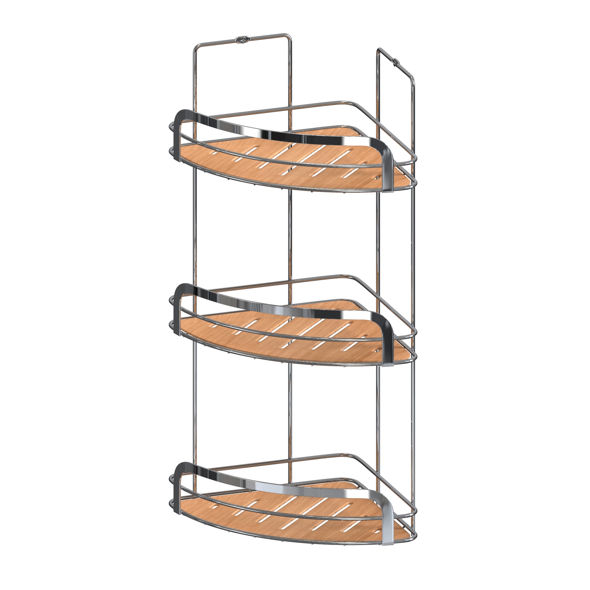 Полка для ванной комнаты угловая тройная, Wood