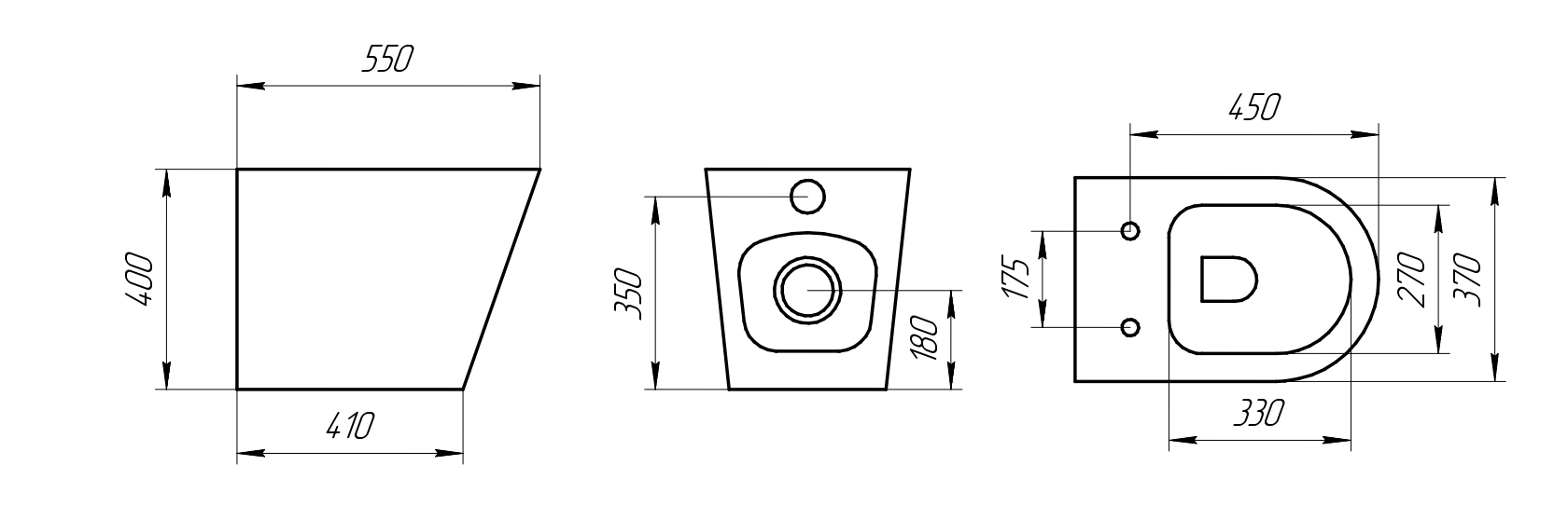 Унитаз приставной P01 безободковый, сиденье тонкое ДП, крепления
