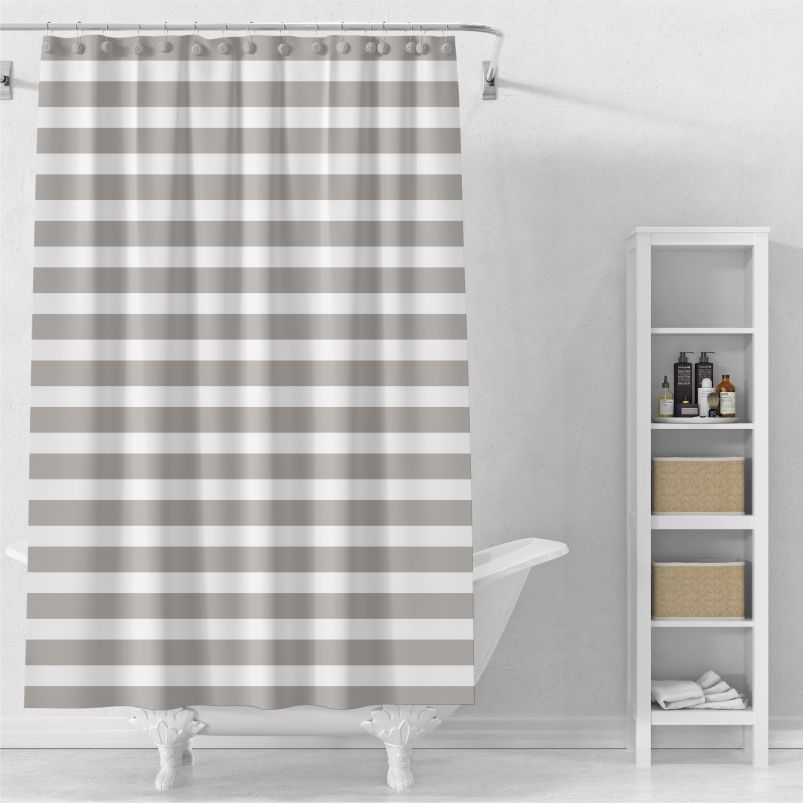 К Штора для ванной ПВХ Горизонт бежевый 180х200