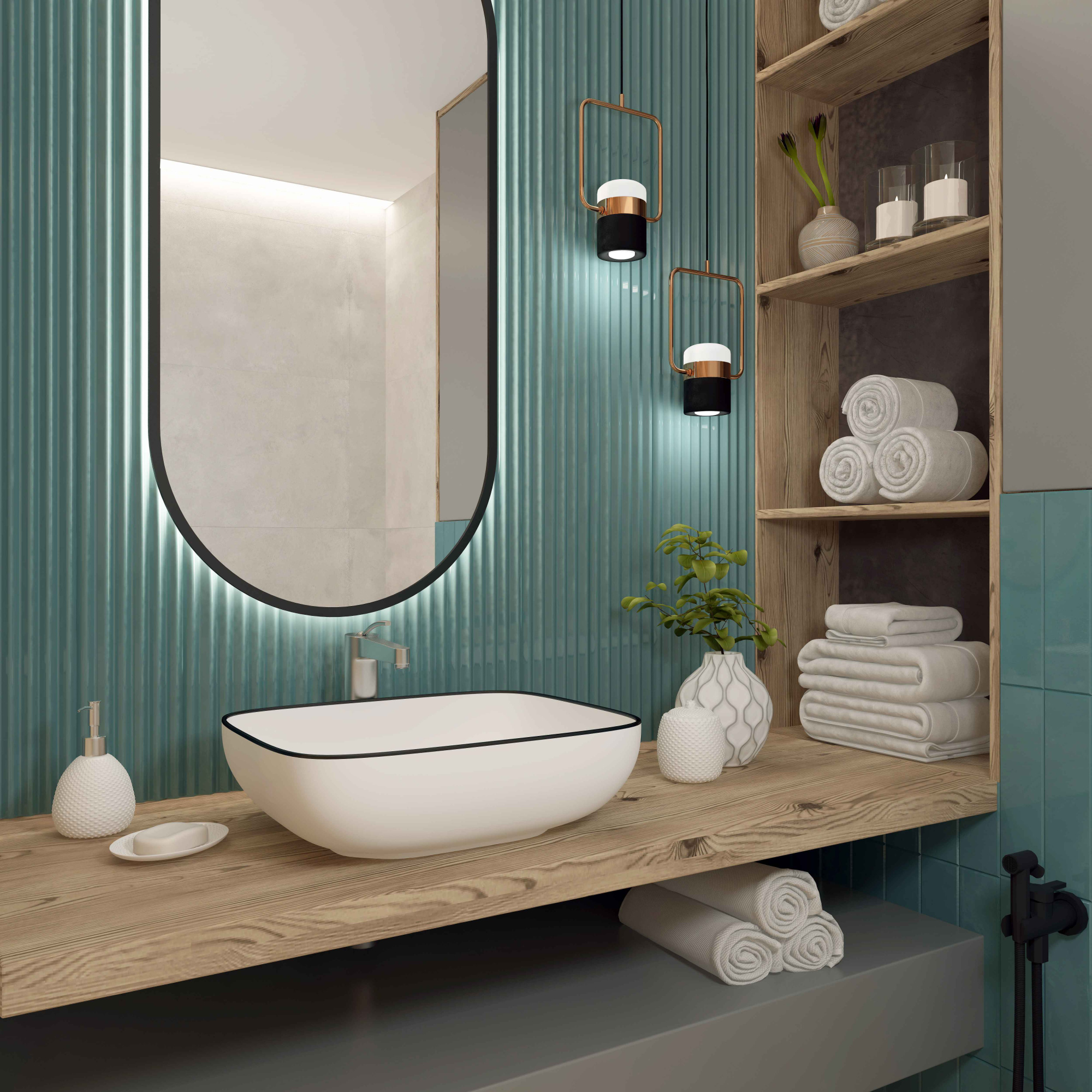 Умывальник накладной A419CBLG прямоугольный без перелива (485*395*145 мм)