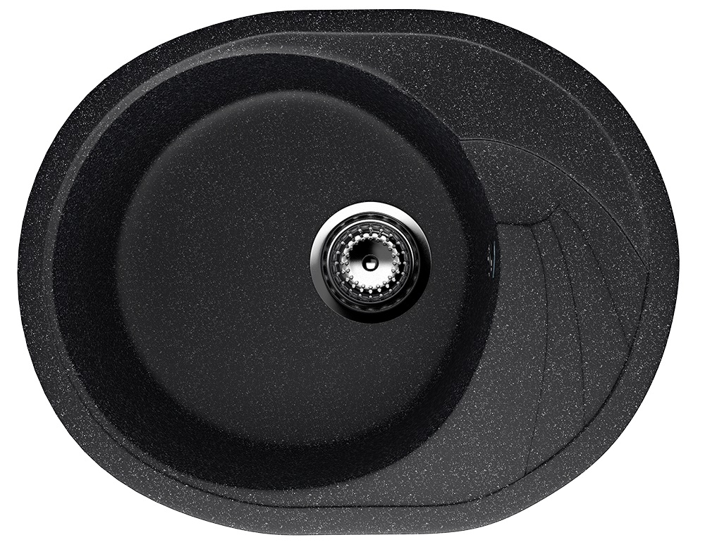 Мойка композит.Ulgran U-403 ОВАЛЬНАЯ 308 черный 580*470*200  с сифоном