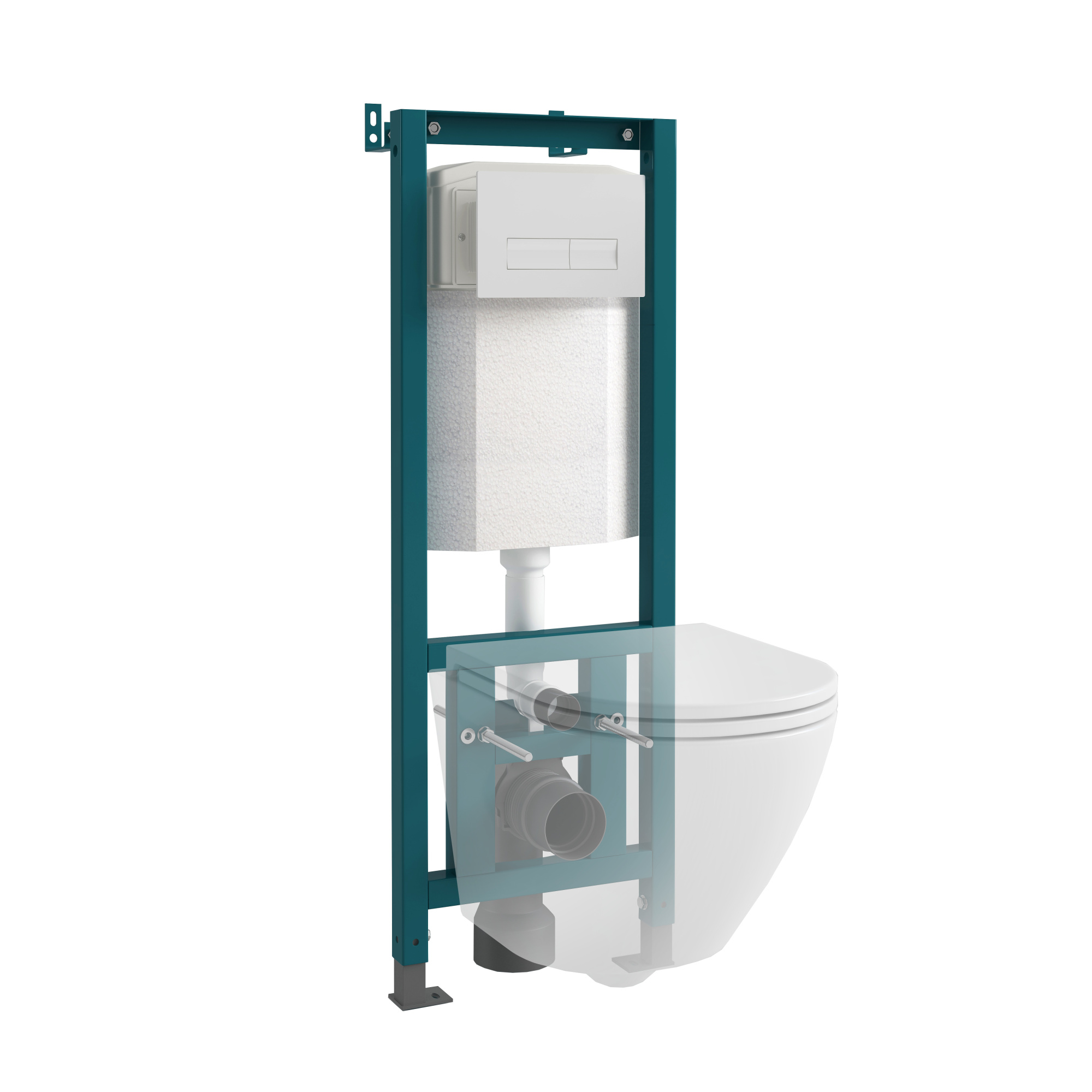 Кнопка смыва EvaGold 02, пластик прямоугольник белая для инсталляции EvaGold 400 и EvaGold 500