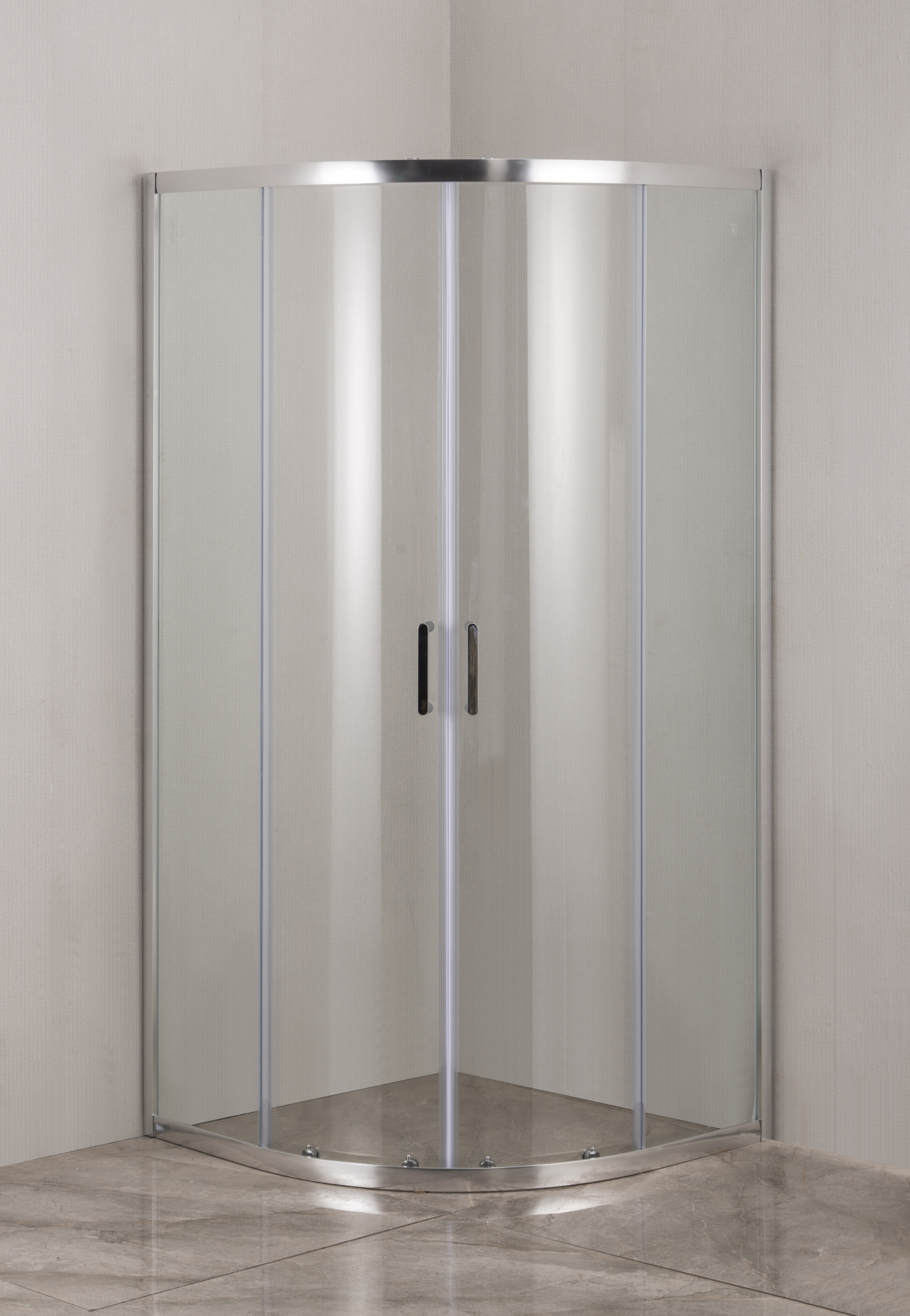 EG4C Душевое ограждение полукруг EvaGold 100х100, профиль хром, прозрачное стекло