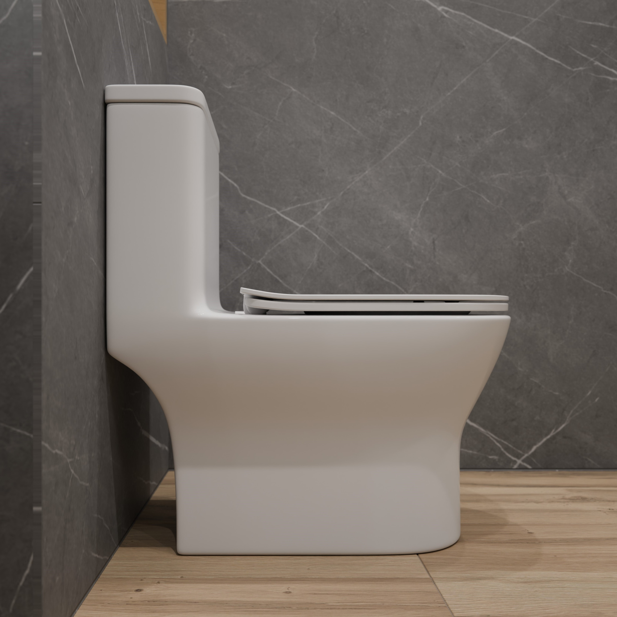 Унитаз-моноблок SM9618T безободковый круговой смыв, сиденье тонкое ДП, арматура (с гофрой и подводкой)