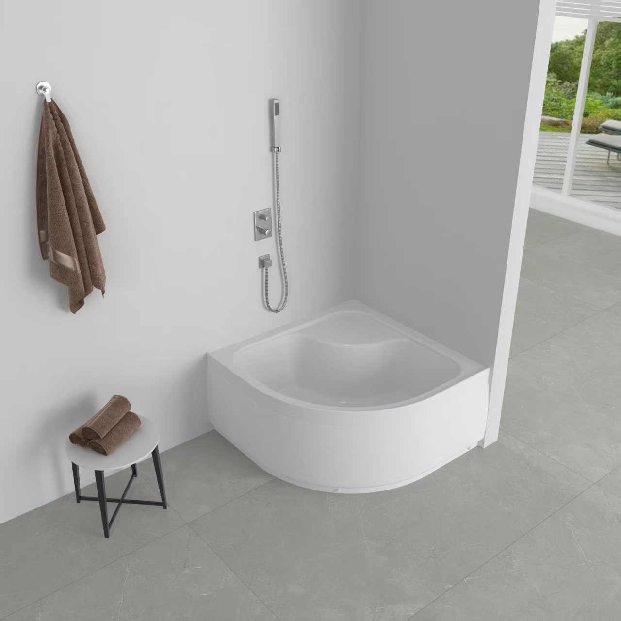 EG230017 Поддон акриловый 100х100х40 полукруглый (с сифоном)