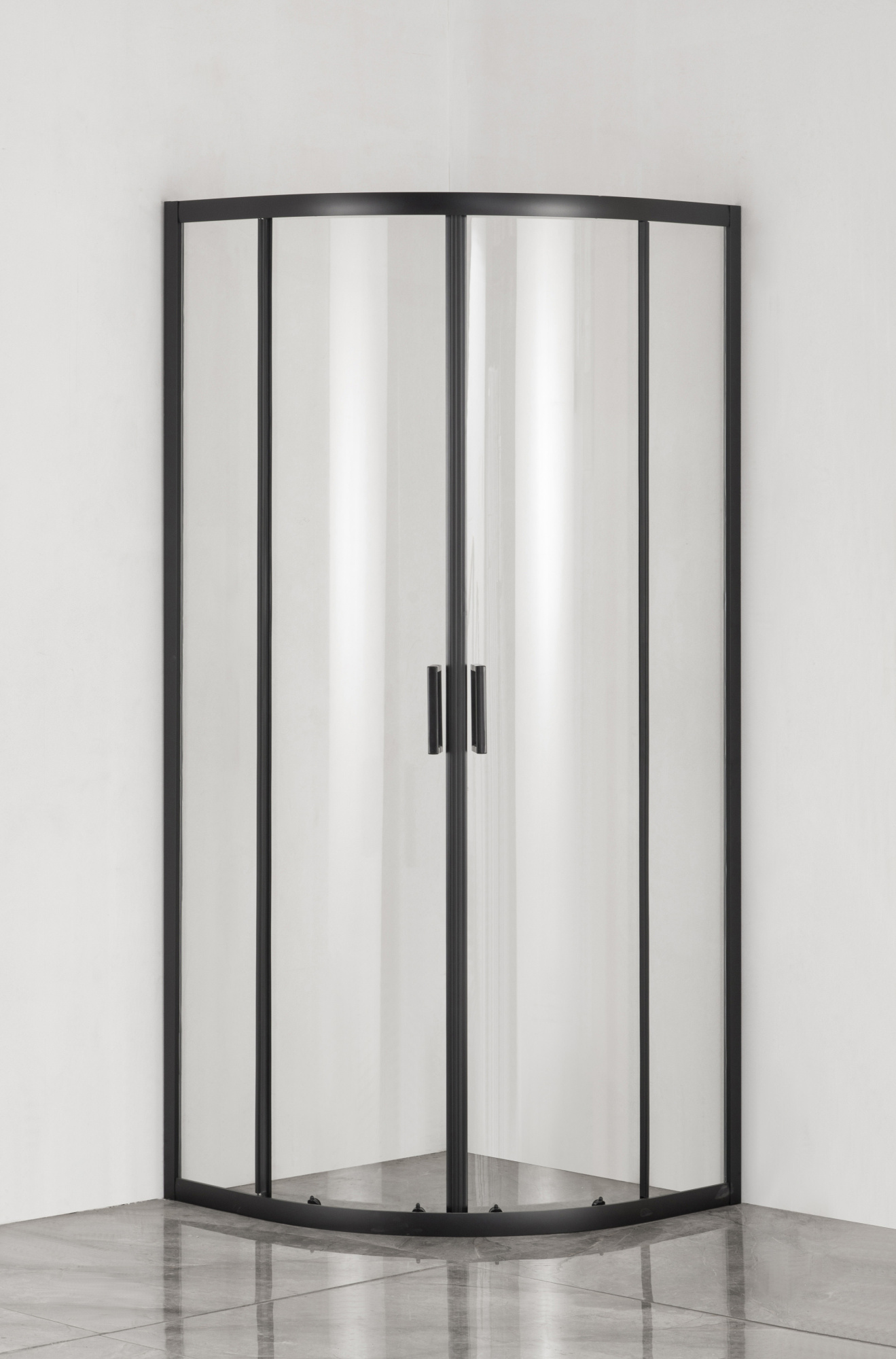 EG4B Душевое ограждение полукруг EvaGold 100х100,профиль черный матовый,прозрачное стекло