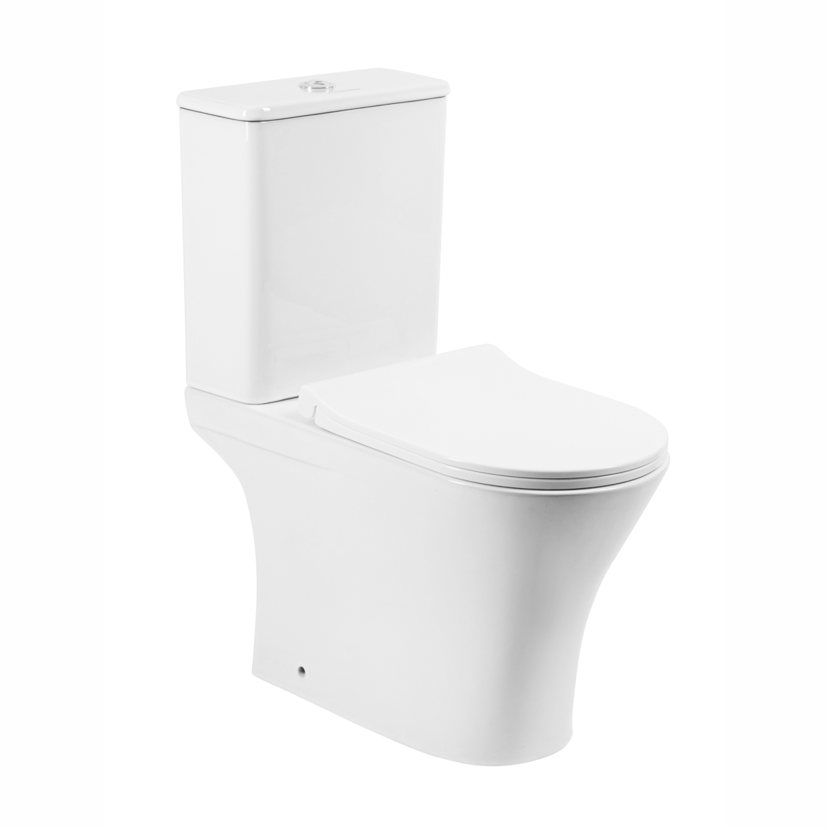 Унитаз-компакт EG306T безободковый круговой смыв, сиденье тонкое ДП, крепления, арматура, горизонтальный выпуск (T2334)