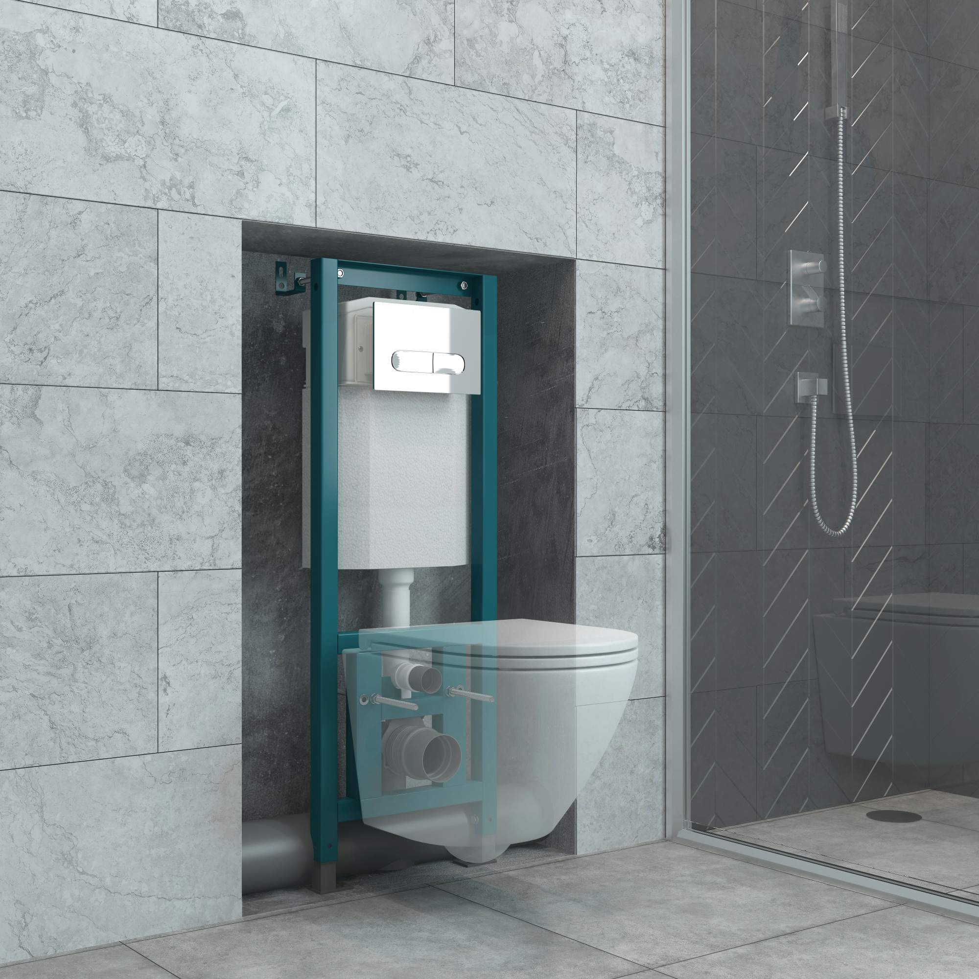 Кнопка смыва EvaGold 04, пластик овал хром для инсталляции EvaGold 400 и EvaGold 500