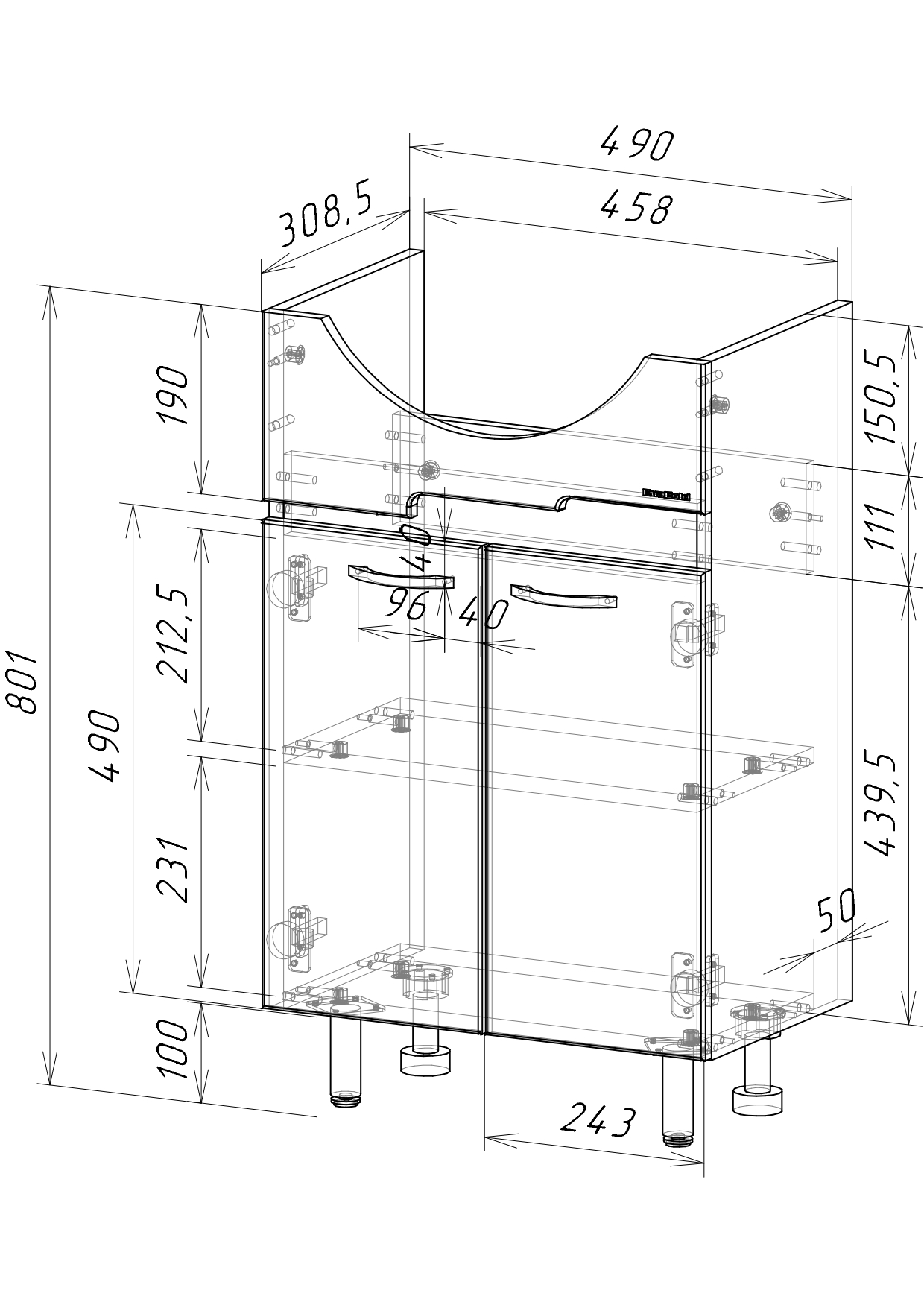55 Тумба "Инди-55" моринга (Элеганс-55)(в разборе)