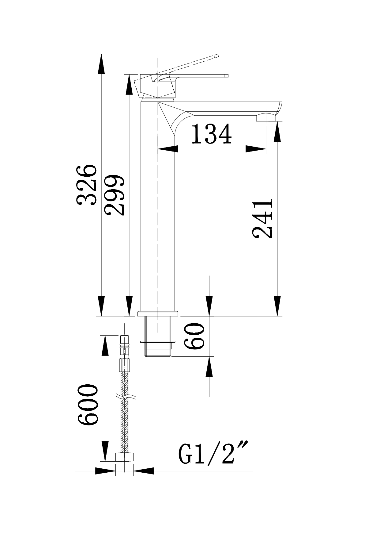 Sky FW13C Смеситель для раковины высокий латунь, хром EvaGold