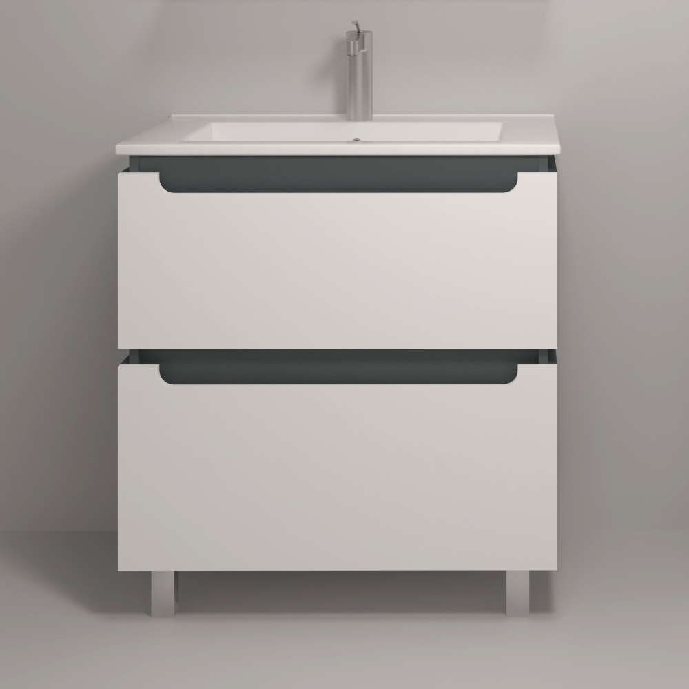 75 Тумба "Веста 75" (ум. Оскар 750), цвет белый/графит, Pur-клей