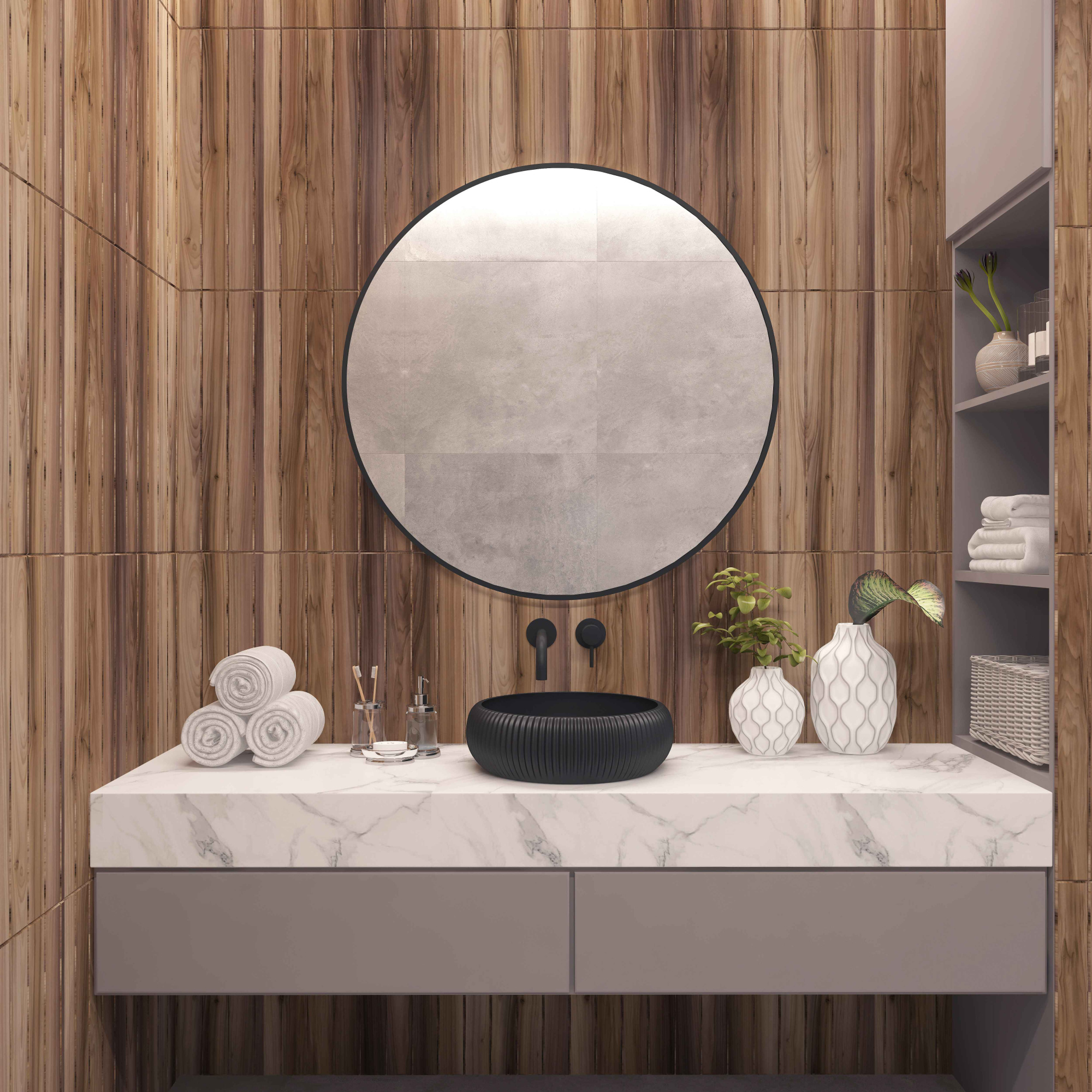 Умывальник накладной A544CDGRM серый матовый круглый без перелива (420*420*125 мм)