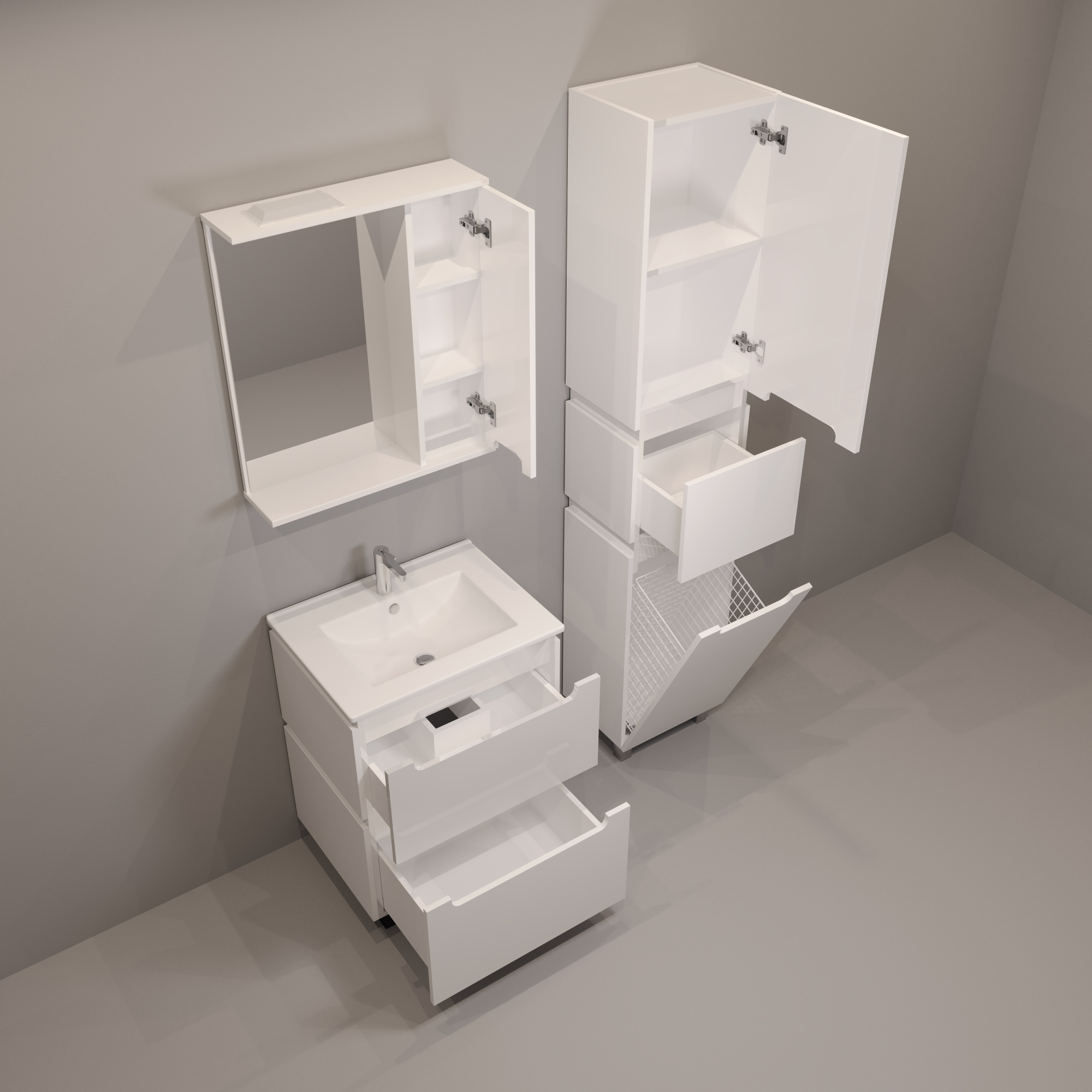 40 Пенал-шкаф "Vesta 40" №3 белый глянец Pur-клей