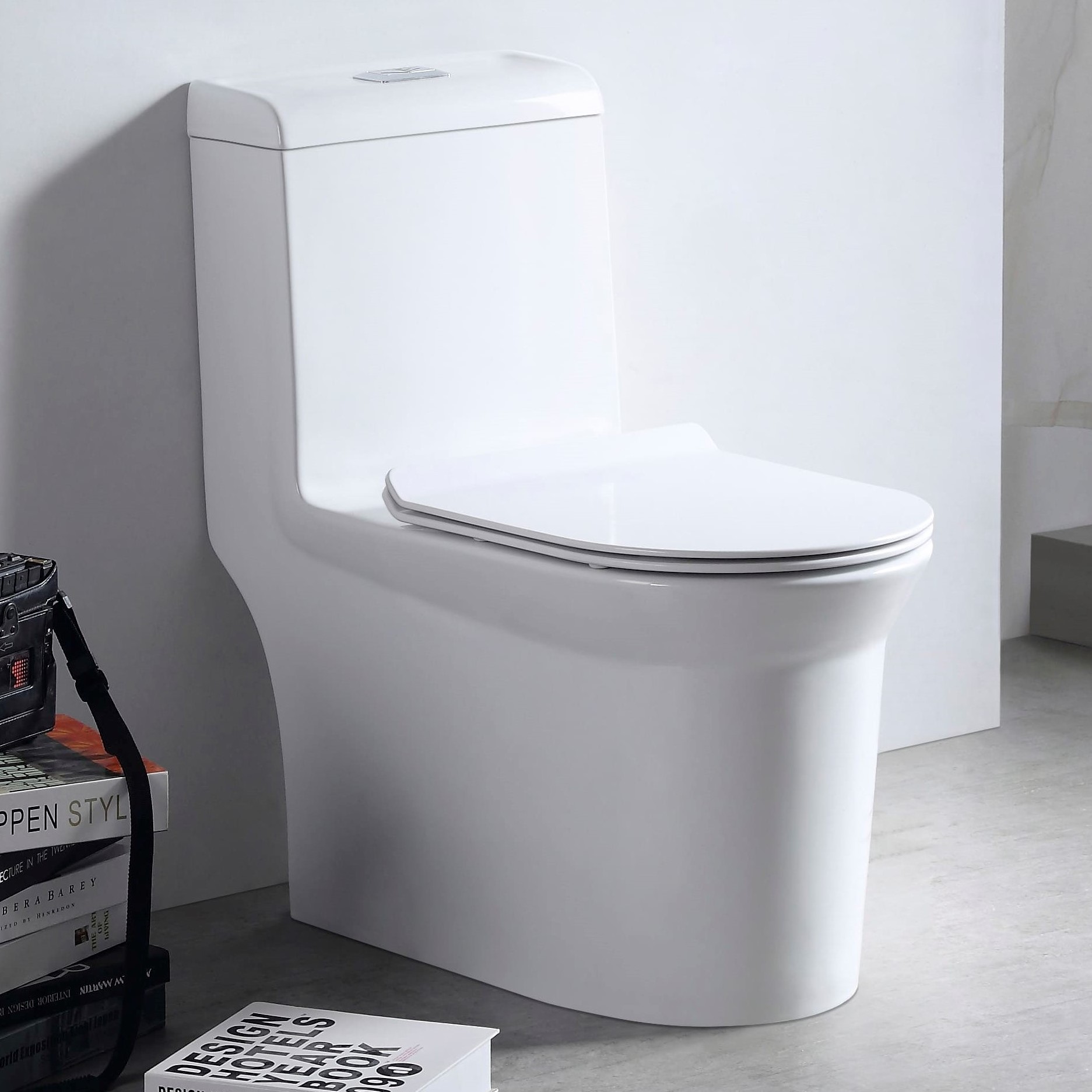 Унитаз-моноблок SM9610R безободковый, сиденье тонкое ДП, арматура (с гофрой и подводкой)