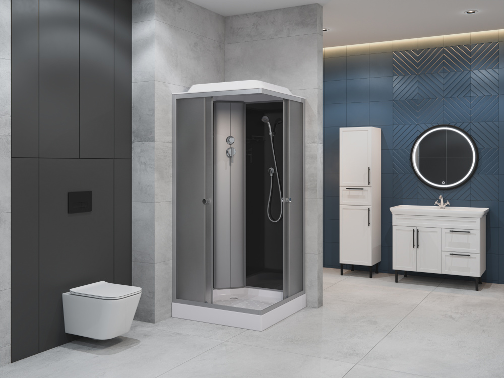 ДК EvaGold квадрат F101BS-Q (100*100, низ.под., рифл. стек., черн. стен., хром матовый проф. 4к.)