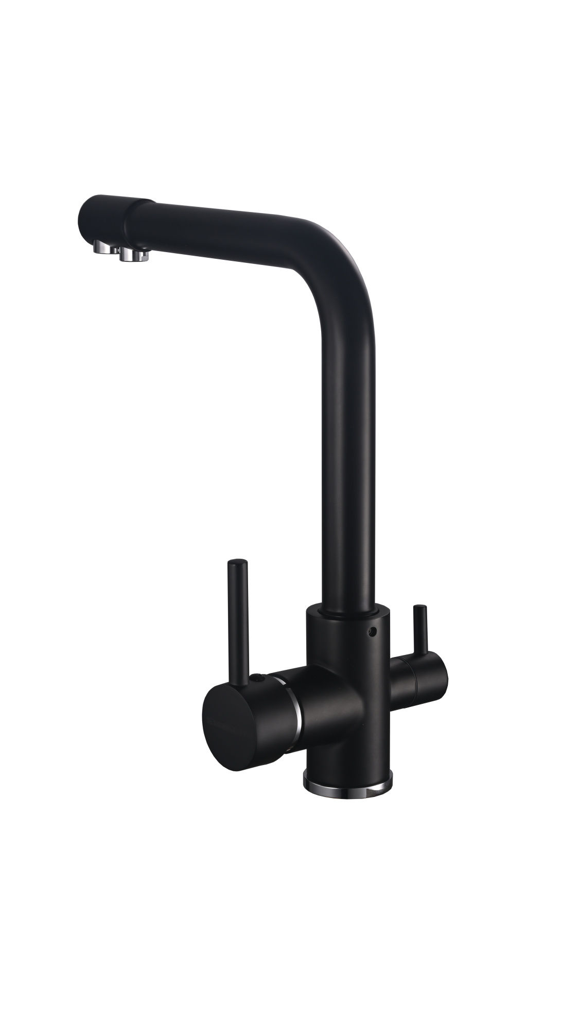 FK041B Смеситель для кухни латунь, черный со встроенным фильтром (краном) под питьевую воду EvaGold