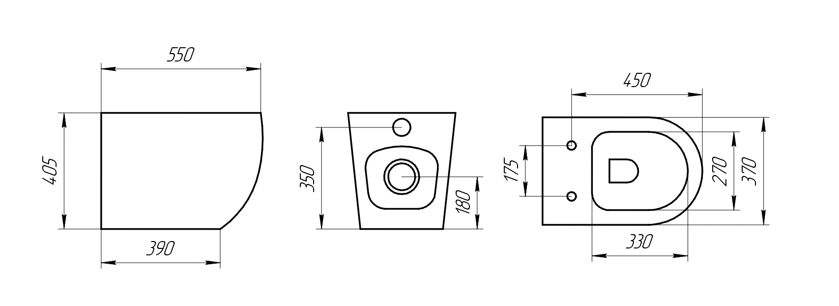 Унитаз приставной P02 безободковый, сиденье тонкое ДП, крепления
